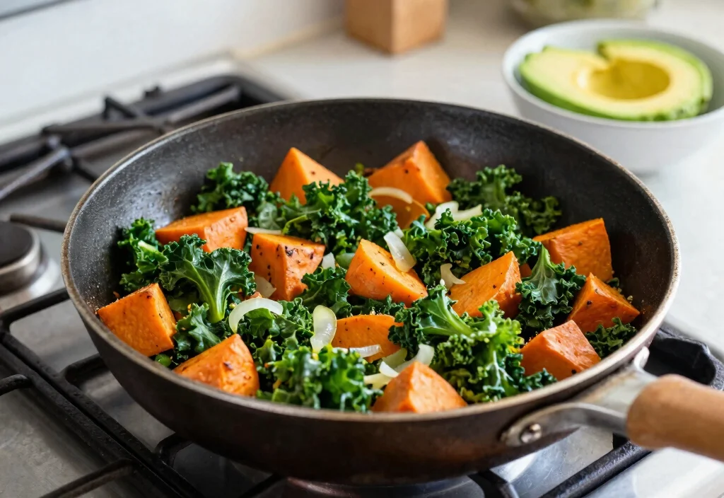 19 Whole30 Stovetop Recipes Quick & Easy - 6. Sweet Potato and Kale Hash 1