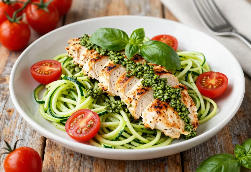 20 Whole30 Chicken Recipes Every Home Cook Needs - 15. Pesto Chicken with Zoodles 1