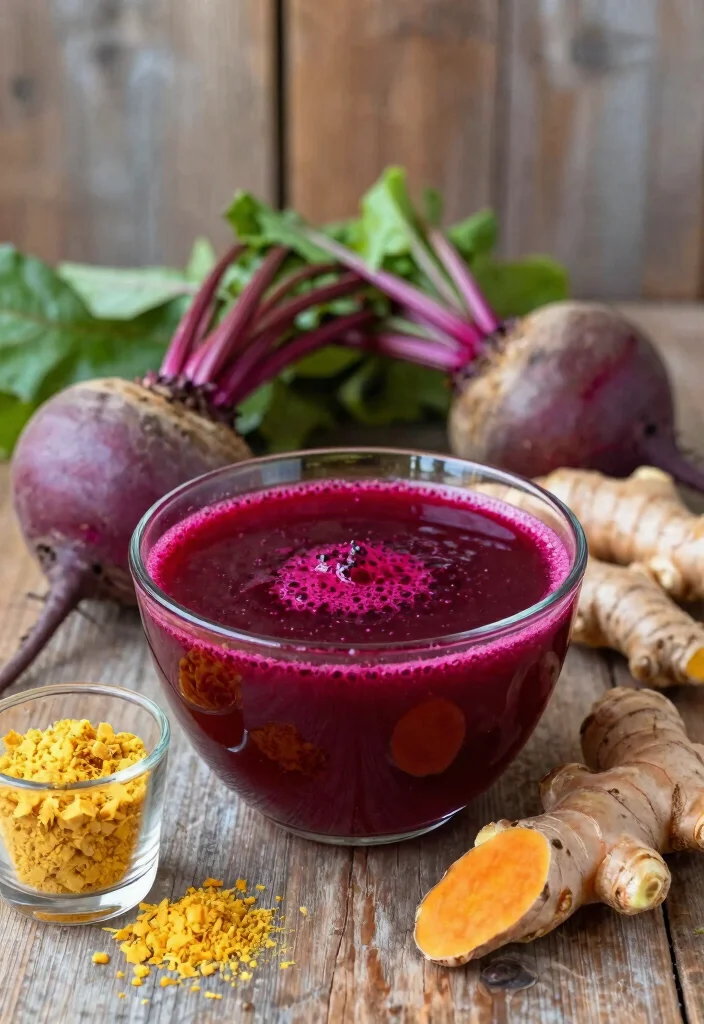 10 Anti-Inflammatory Juice Recipes with Turmeric and Ginger - 2. Spicy Ginger Turmeric Beet Juice 1