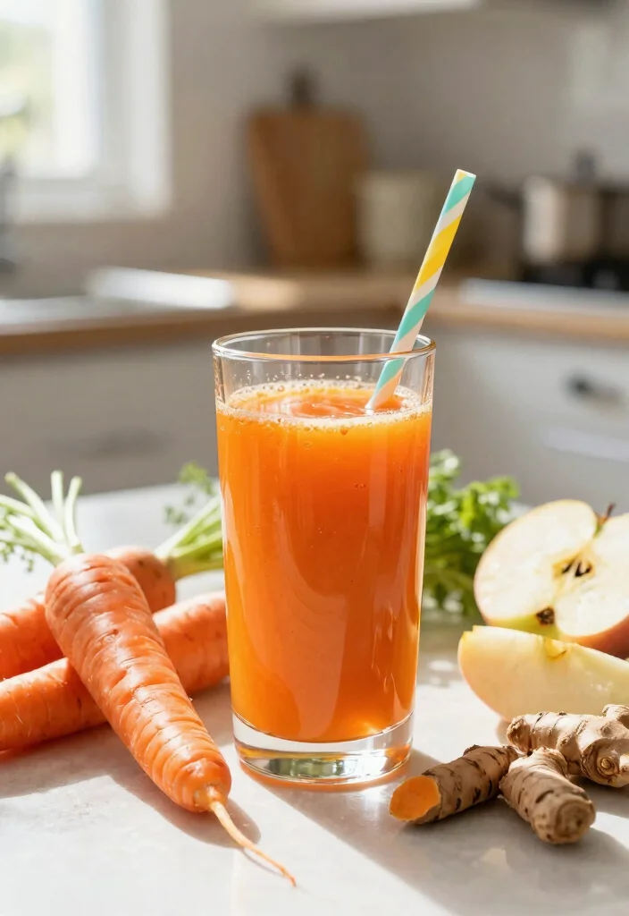 10 Anti-Inflammatory Juice Recipes with Turmeric and Ginger - 3. Refreshing Turmeric Ginger Carrot Juice 1