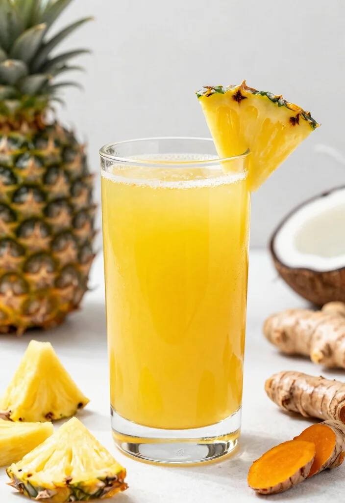 10 Anti-Inflammatory Juice Recipes with Turmeric and Ginger - 4. Tropical Turmeric Ginger Pineapple Juice 1