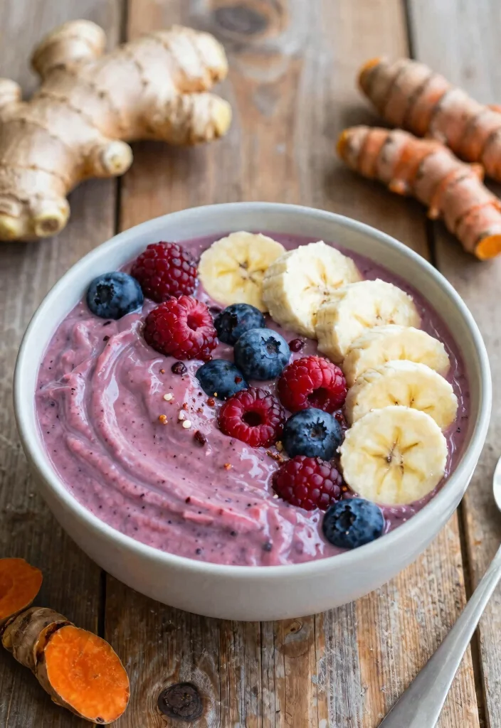 10 Anti-Inflammatory Juice Recipes with Turmeric and Ginger - 7. Turmeric Ginger and Berry Smoothie 1