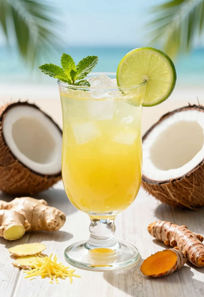 10 Anti-Inflammatory Juice Recipes with Turmeric and Ginger - 8. Turmeric Ginger Coconut Water Refresher 1