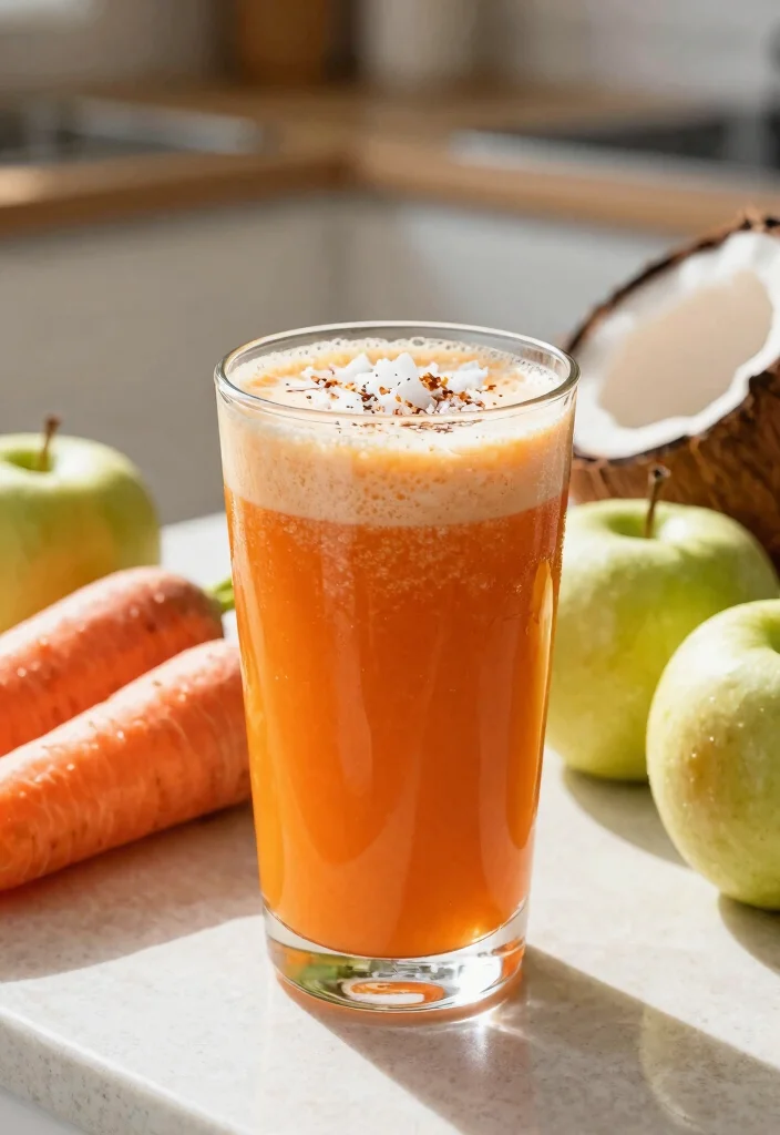 10 Delicious Carrot and Apple Juice Recipes for Everyday Health - 10. Sweet Carrot Apple Coconut Juice 1