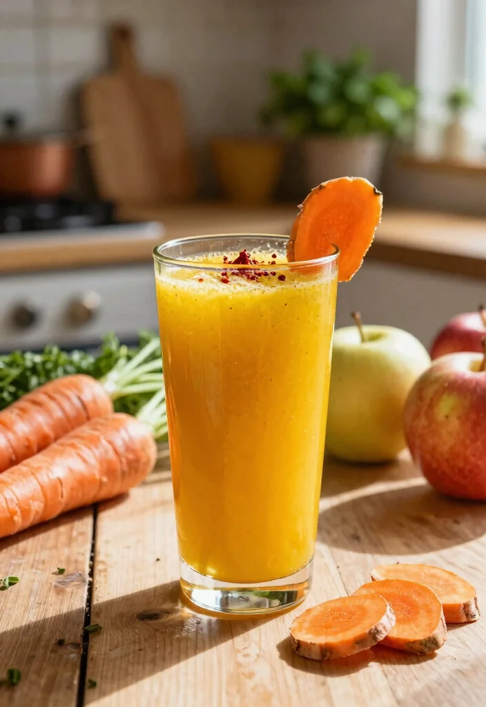 10 Delicious Carrot and Apple Juice Recipes for Everyday Health - 3. Spicy Carrot Apple Turmeric Juice 1