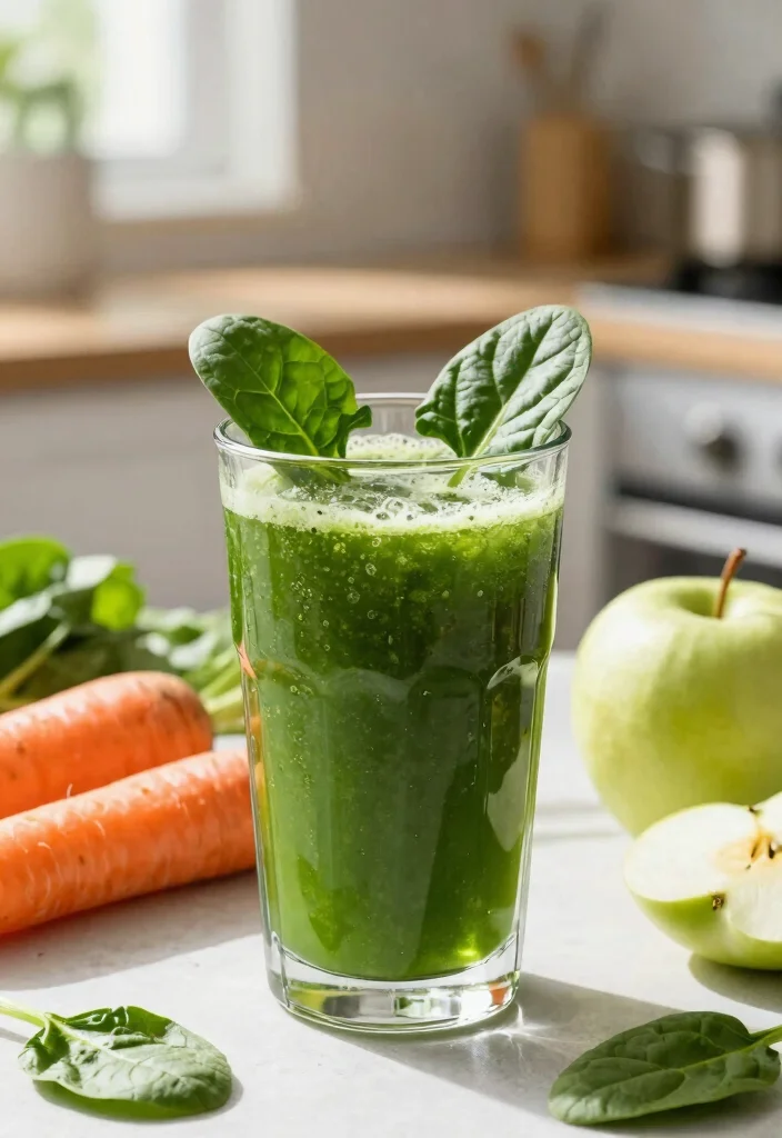 10 Delicious Carrot and Apple Juice Recipes for Everyday Health - 4. Green Carrot Apple Spinach Juice 1