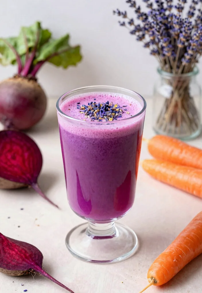 10 Detoxifying Juice Recipes with Beetroot and Carrot - 10. Lavender Beetroot and Carrot Juice 1