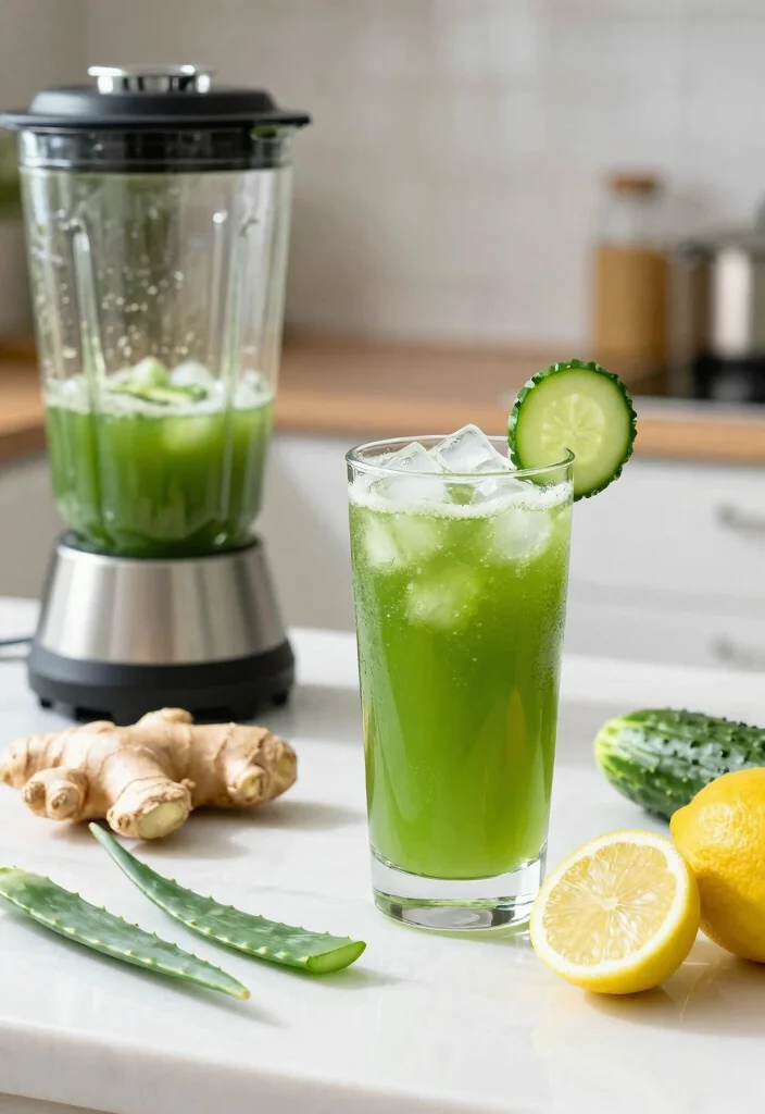 10 Healing Aloe Vera Juice Recipes for Skin and Digestion - 4. Green Aloe Ginger Juice 1
