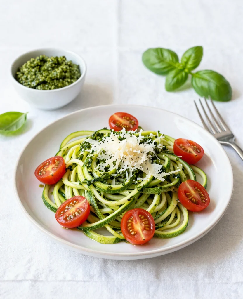 10 Healthy Diabetic-Friendly Vegetarian Recipes You Can Enjoy Daily - 4. Zucchini Noodles with Pesto 1