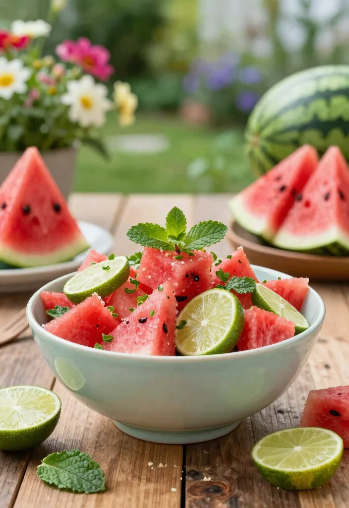 10 Hydrating Watermelon and Lime Juice Recipes for Hot Days - 8. Watermelon and Lime Salad with Mint 1