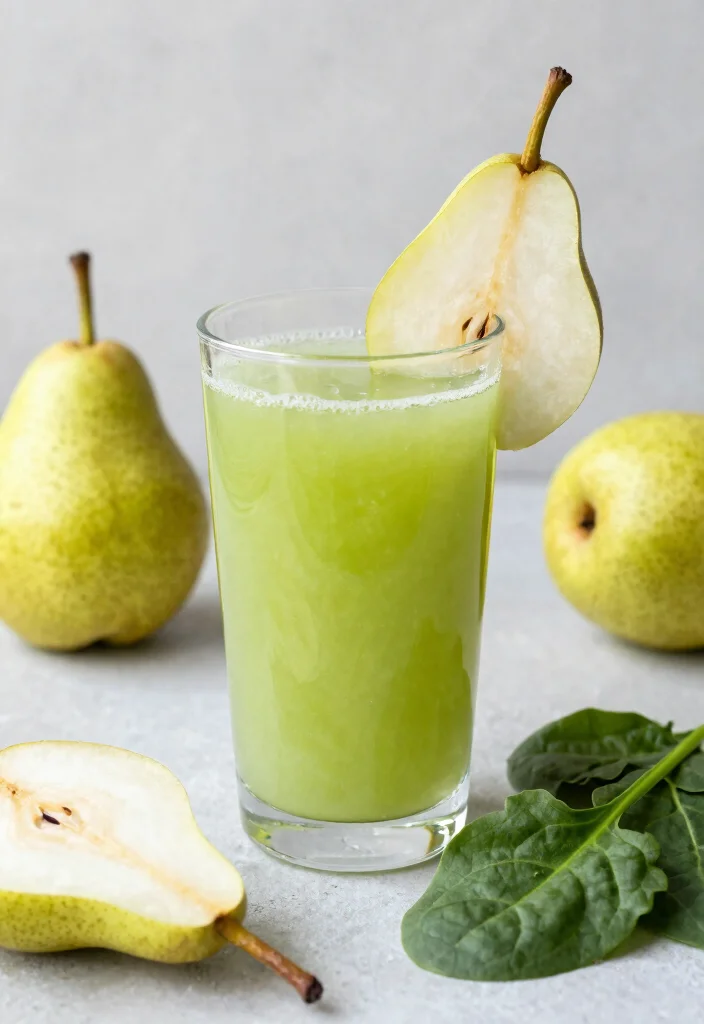 12 Detox Juice Recipes for Liver and Kidney Cleanse Naturally - 8. Sweet Spinach and Pear Elixir 1