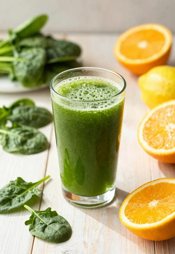 12 Detoxifying Juice Recipes for Acne and Clear Skin - 7. Spinach Citrus Juice 1
