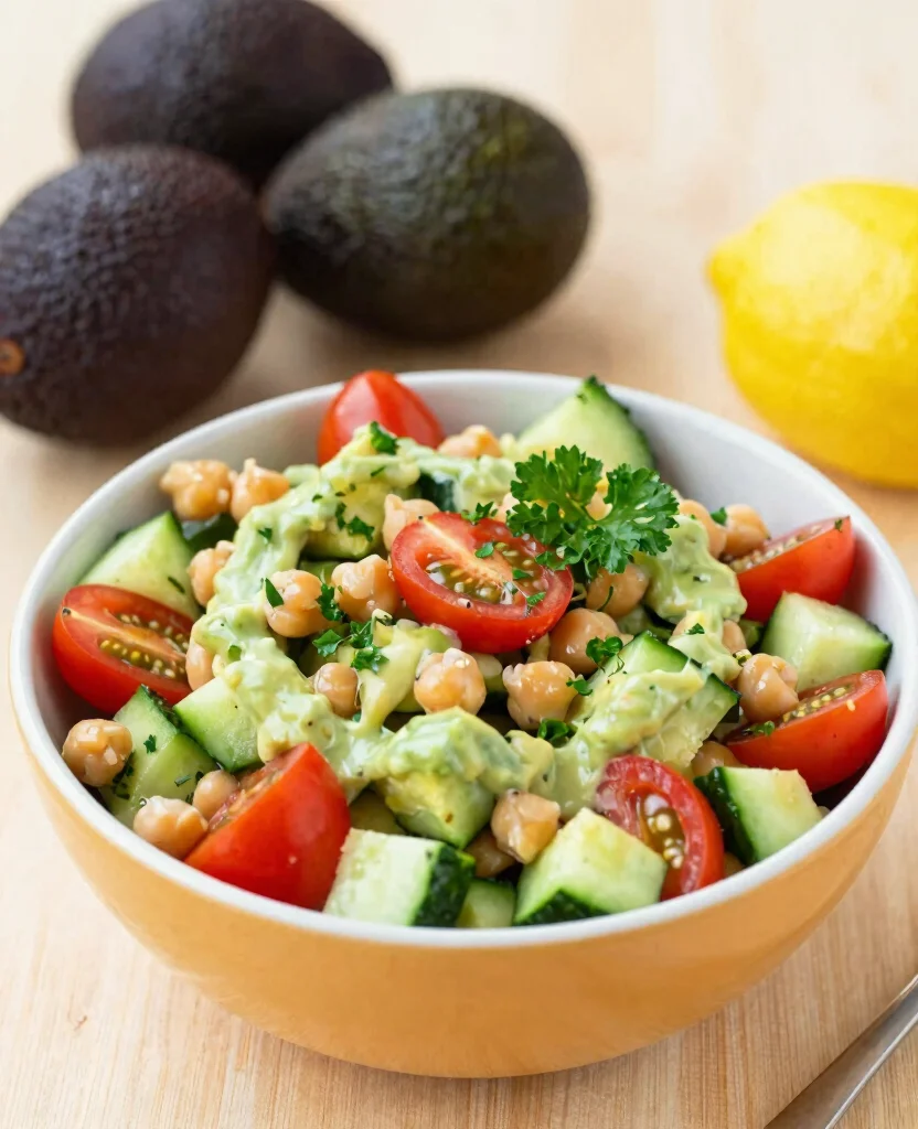 12 Easy Low-Calorie Vegetarian Dinners for Busy Evenings - 2. Chickpea Salad with Avocado Dressing 1
