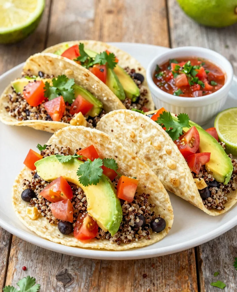 12 Easy Low-Calorie Vegetarian Dinners for Busy Evenings - 4. Quinoa and Black Bean Tacos 1