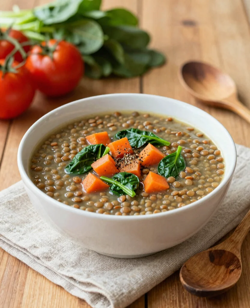 12 Easy Low-Calorie Vegetarian Dinners for Busy Evenings - 6. Lentil Soup with Spinach 1