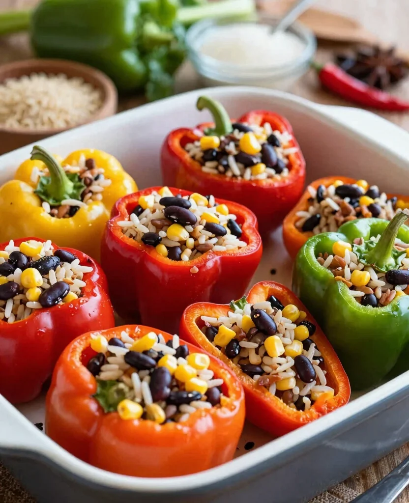 12 Easy Low-Calorie Vegetarian Dinners for Busy Evenings - 7. Stuffed Bell Peppers 1