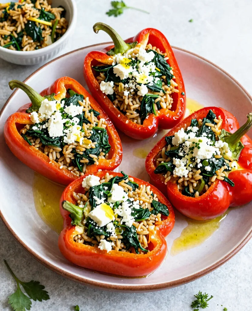 12 Heart-Healthy Vegetarian Meals for Better Everyday Nutrition - 2. Spinach and Feta Stuffed Peppers 1