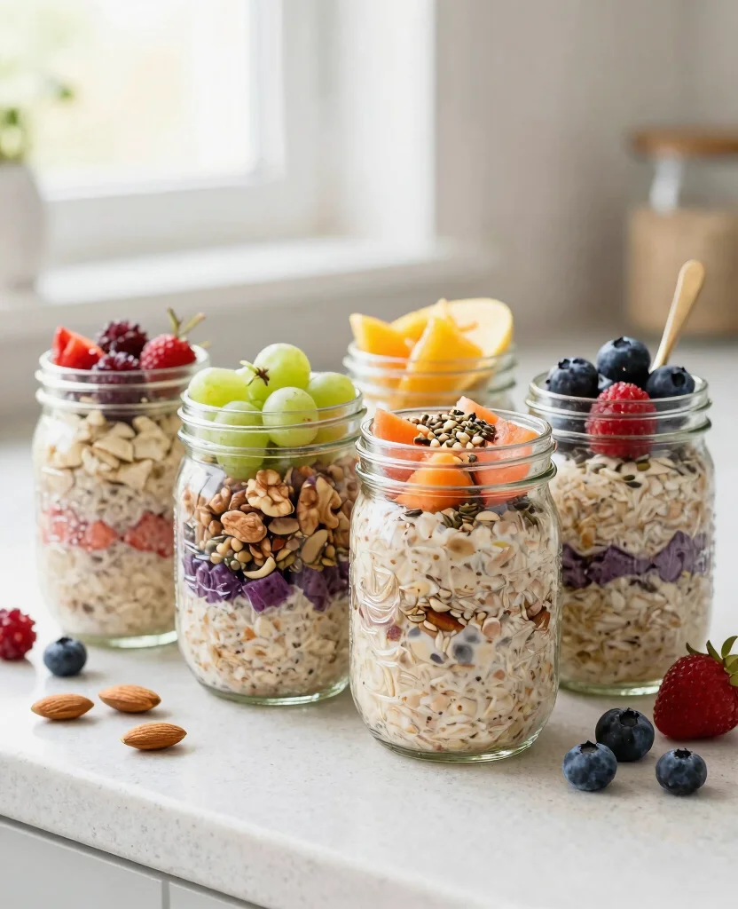 12 Simple Vegetarian Meal Prep Ideas for Healthy Weight Loss - 10. Oatmeal Jars 1