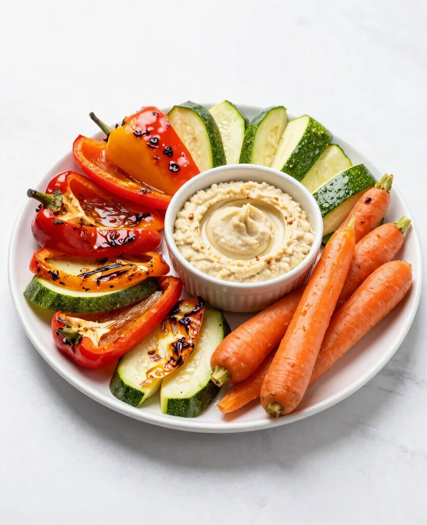 15 Easy Vegetarian Lunch Box Ideas for Work or School - 12. Roasted Vegetable and Hummus Platter 1