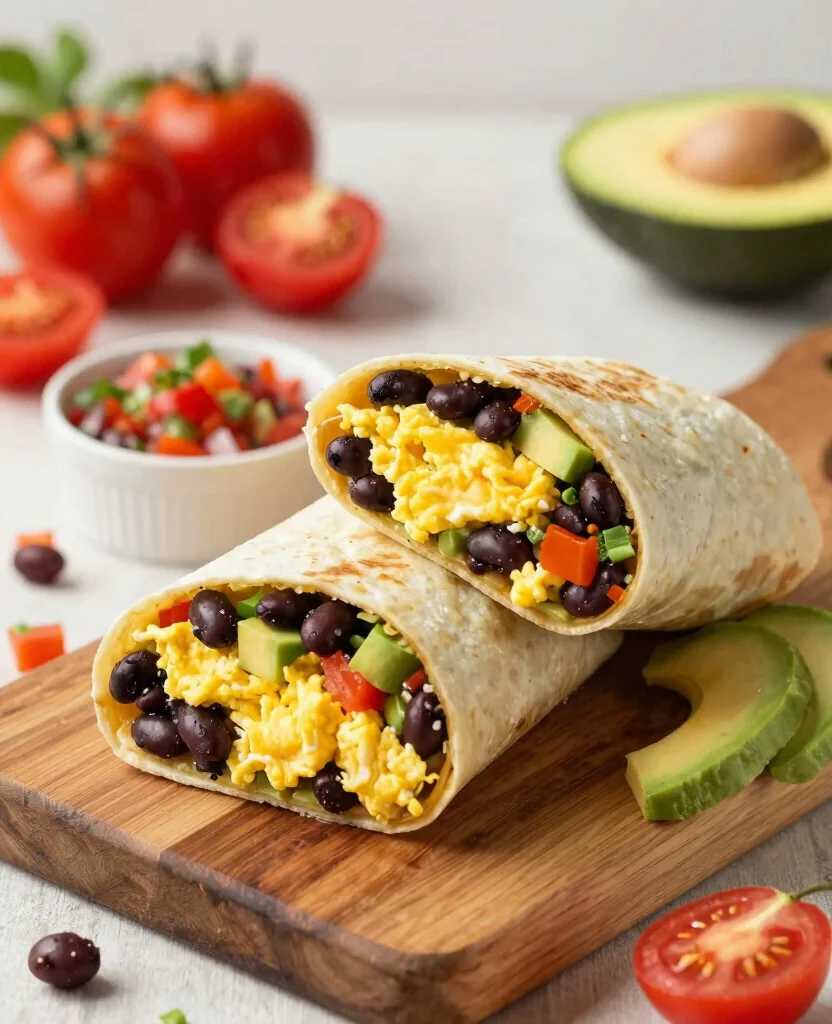 15 High Protein Vegetarian Breakfast Ideas to Start Your Day Strong - 11. Breakfast Burrito with Black Beans 1