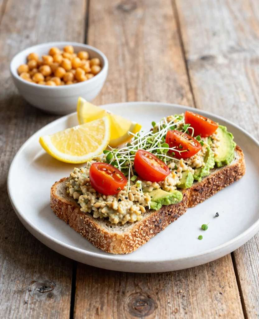 15 High Protein Vegetarian Breakfast Ideas to Start Your Day Strong - 6. Avocado Toast with Chickpeas 1