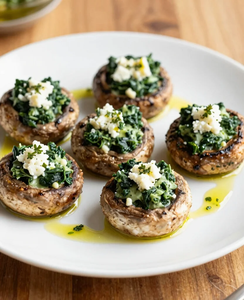 15 Tasty Low-Carb Vegetarian Recipes for a Lighter Diet - 4. Spinach and Feta Stuffed Portobello Mushrooms 1