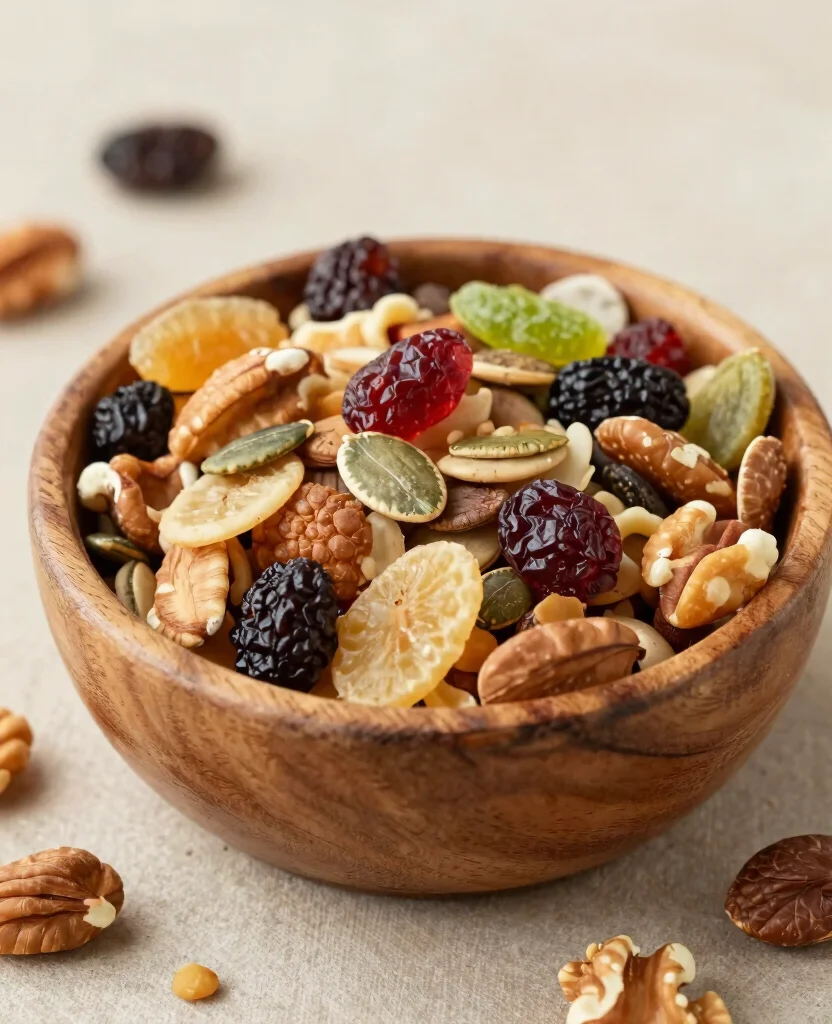 18 Quick Vegetarian Snack Ideas to Keep You Energized at Work - 8. Fruit and Nut Trail Mix 1