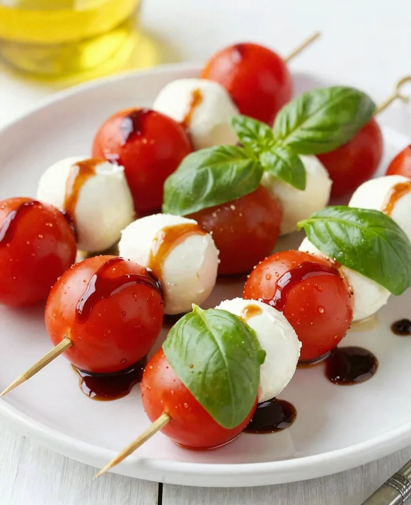 18 Quick Vegetarian Snack Ideas to Keep You Energized at Work - 9. Caprese Skewers 1