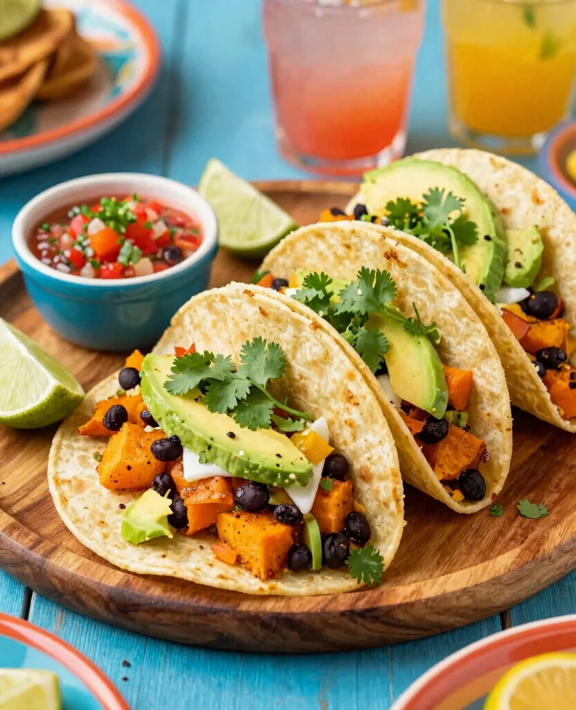 20 Delicious Vegetarian Dinner Ideas for the Whole Family - 6. Sweet Potato and Black Bean Tacos 1