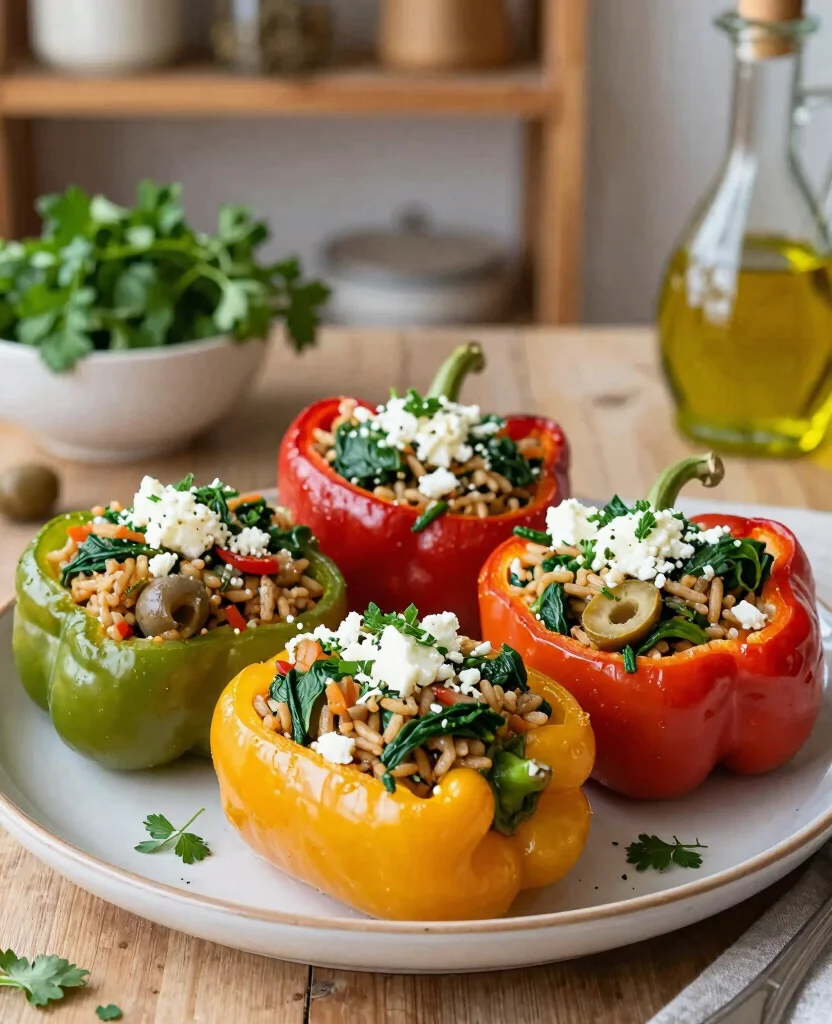 7 Simple Vegetarian Mediterranean Diet Plan Ideas for Longevity - 2. Mediterranean Stuffed Peppers 1