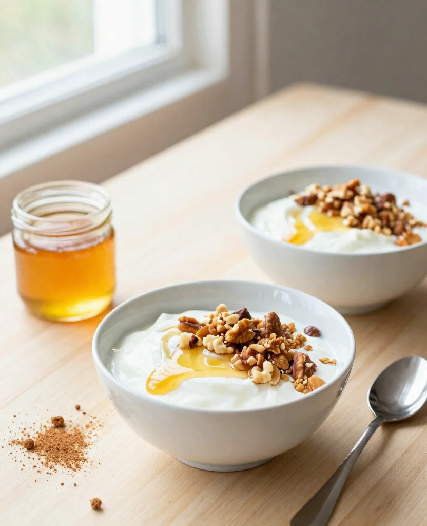 7 Simple Vegetarian Mediterranean Diet Plan Ideas for Longevity - 3. Greek Yogurt with Honey and Nuts 1