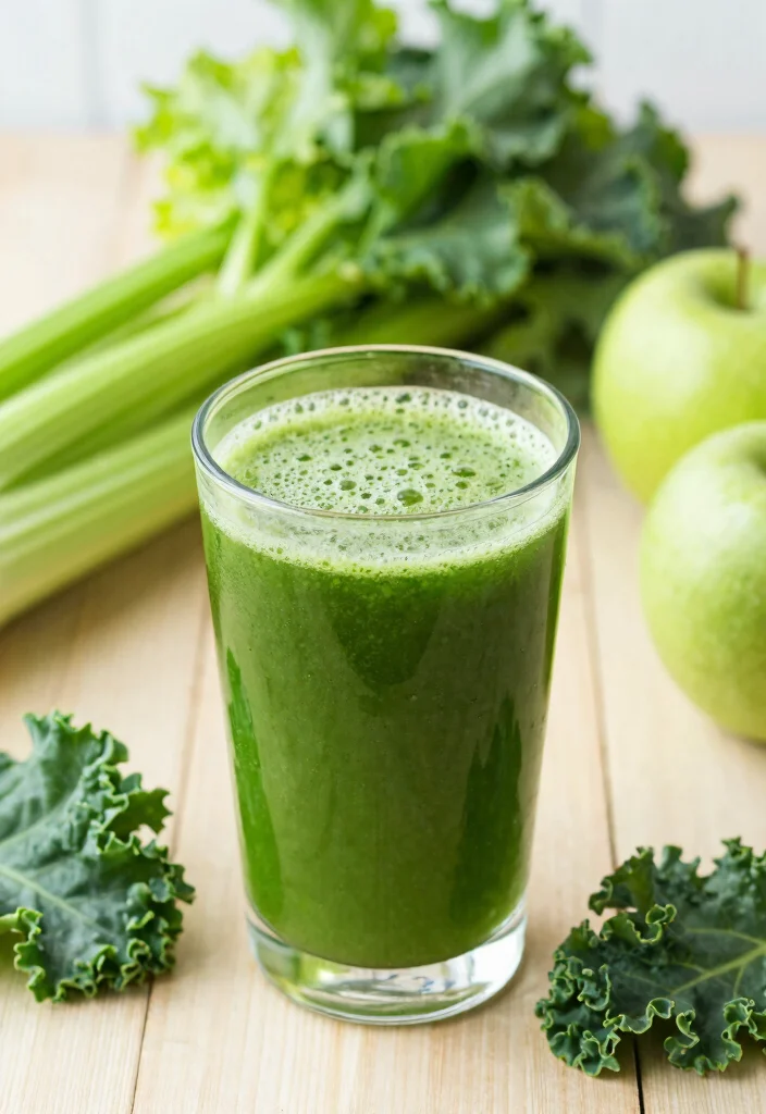 9 Green Juice Recipes with Kale and Green Apple for Energy - 5. Kale and Green Apple Celery Juice 1