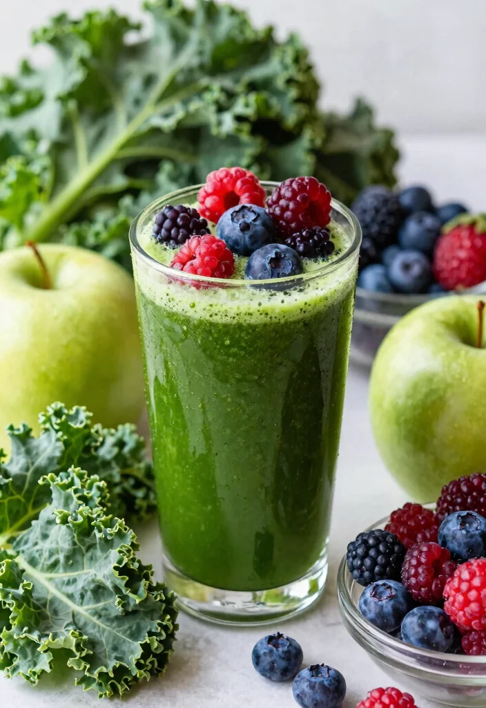 9 Green Juice Recipes with Kale and Green Apple for Energy - 9. Kale and Green Apple Berry Juice 1