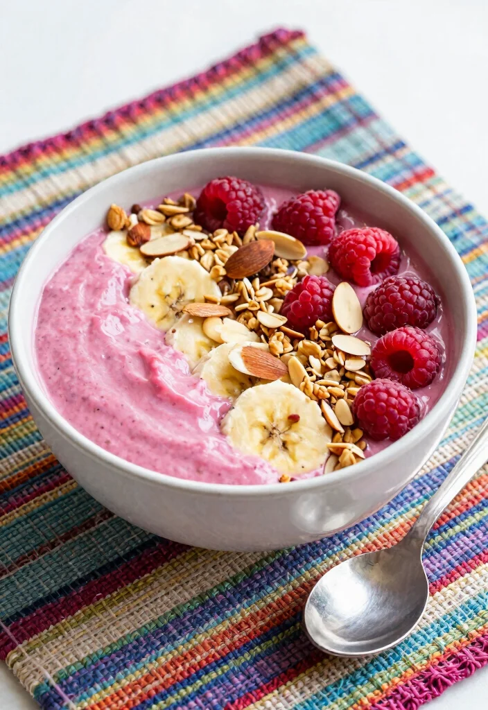 9 Sweet and Smooth Juice Recipes with Berries and Banana - 3. Raspberry Banana Smoothie Bowl 1