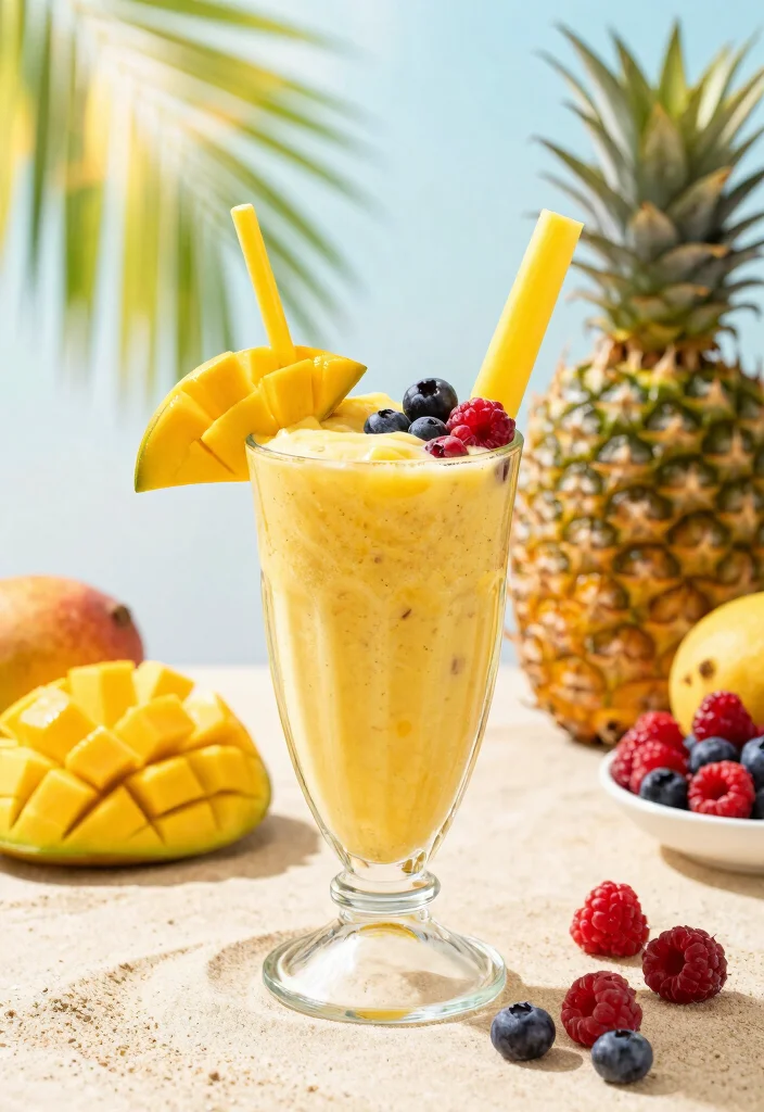 9 Sweet and Smooth Juice Recipes with Berries and Banana - 5. Tropical Berry Banana Smoothie 1